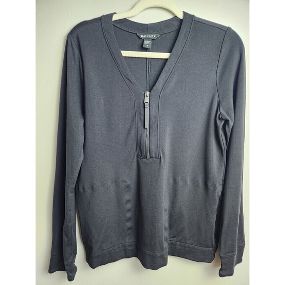 Athleta Tops - Athleta Eastbound Half Zip Black Sweatshirt Women's Size Medium Pockets See Desc